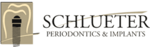 Schlueter Periodontics & Implants logo in the footer, symbolizing trust and quality in dental care.