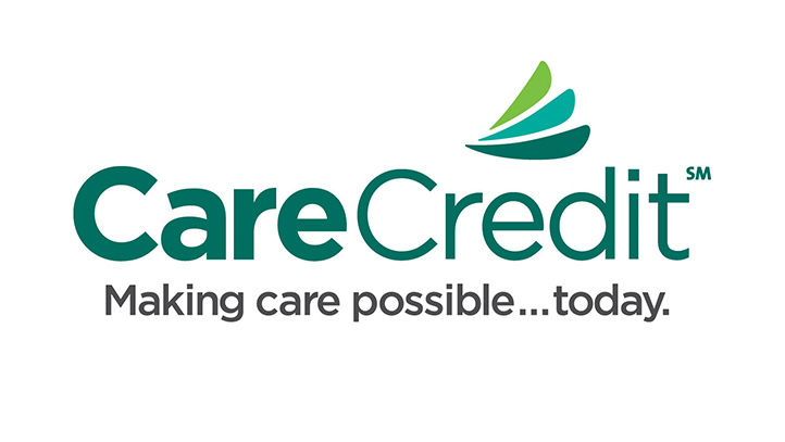 Logo of CareCredit on the Financial Info page, offering flexible payment options at Schlueter Periodontics.